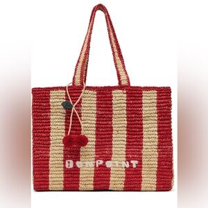 Bold Red and Cream Striped Beach Tote